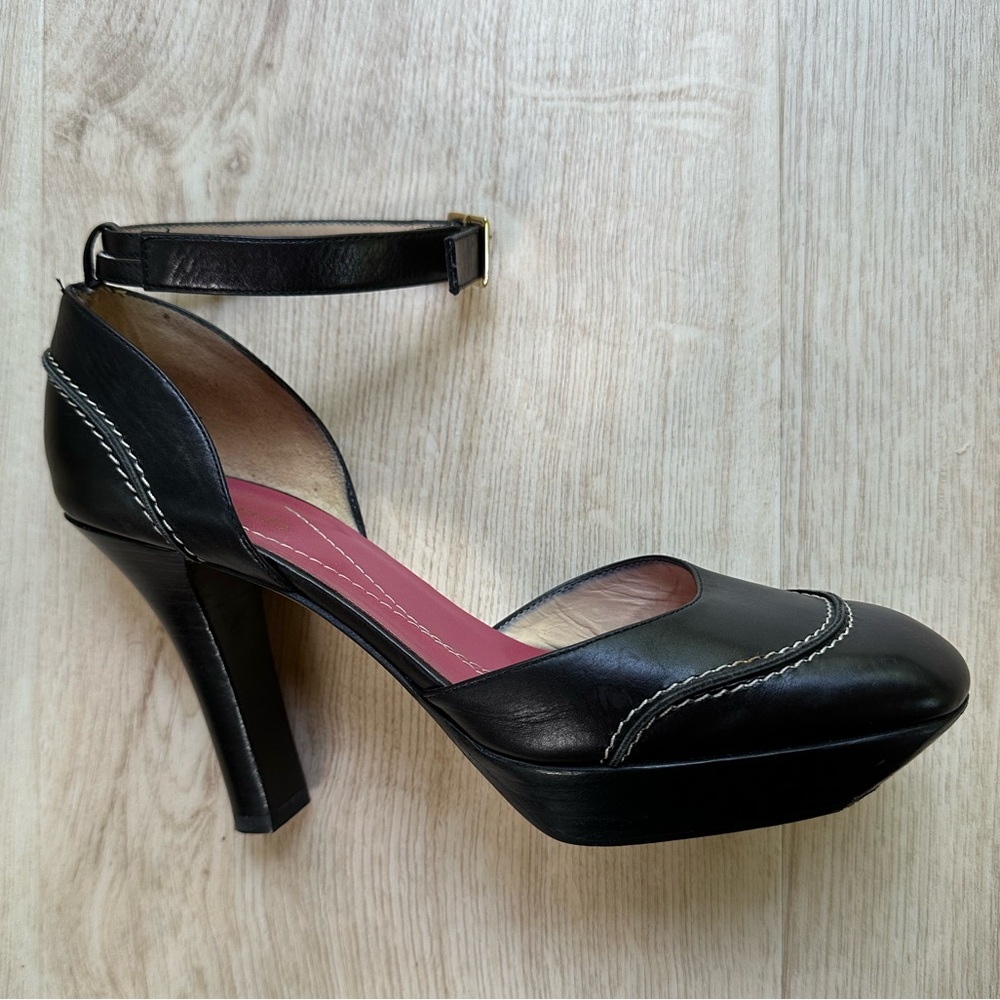 kate spade Ankle Straps Corporate Black & White Platform Heels Dark Academia ~7B - Picture 15 of 16